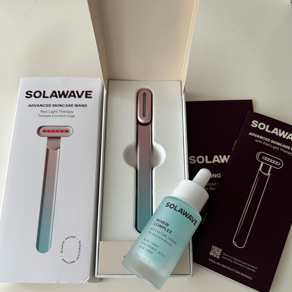New Solawave 4-in-1 Facial Wand for Face and Neck - Ombré W/Serum
